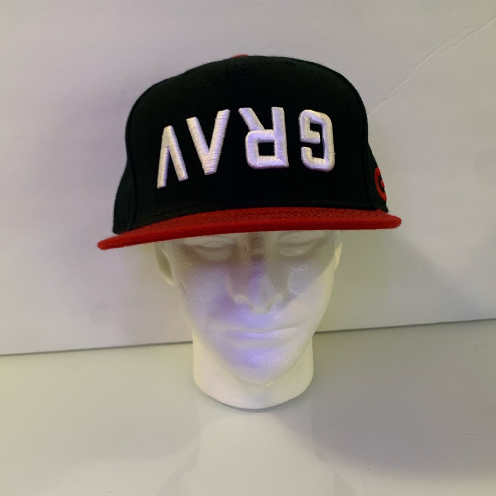 Flat Fitty Hat Snapback Cap Adjustable Strap Back Black Red Adult VVRG GRVV Logo
